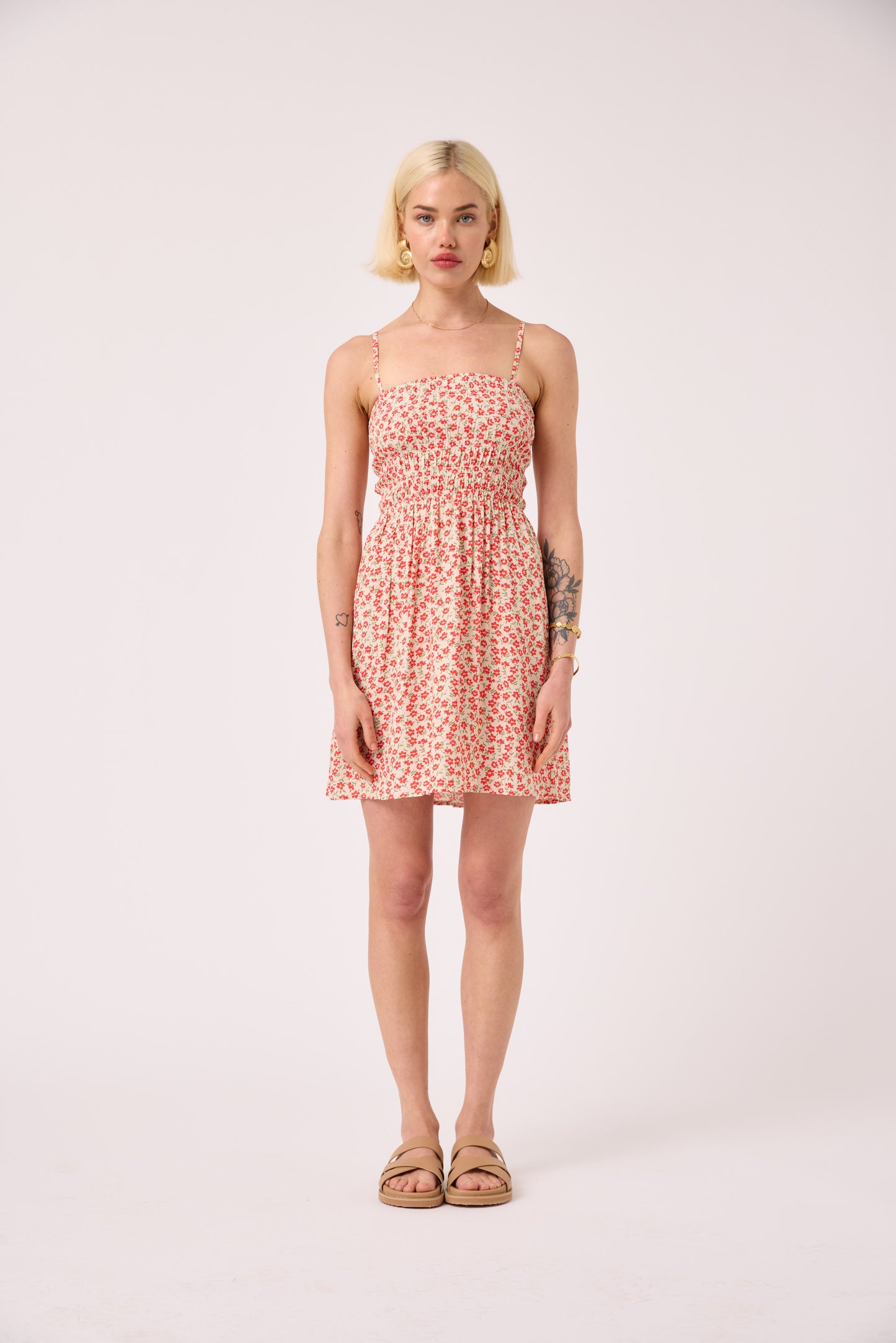 Amaya Mini Shirred Strap Dress